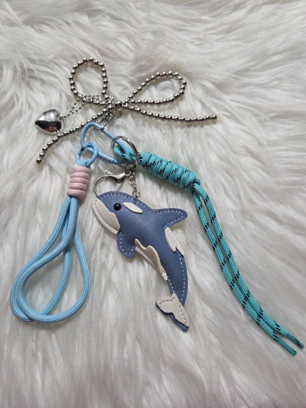 Blue & White Whale Keychain